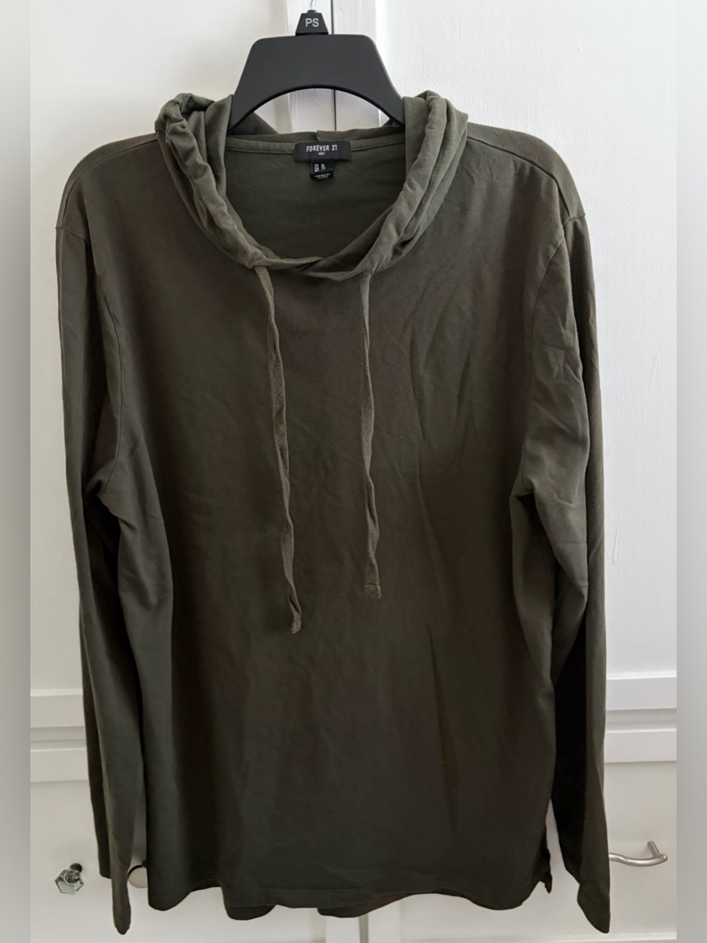 Forever 21 Men's Dark Olive Hoodie Pullover Long Sleeve Size XL Excellent Shape